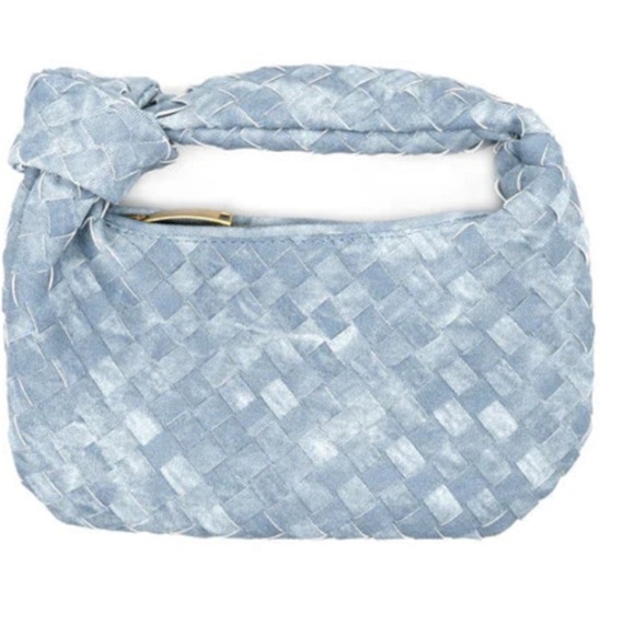 DENIM DAYS Woven Blue Handbag. Knot detail . Zip closure!! Fashion style! - Picture 1 of 4